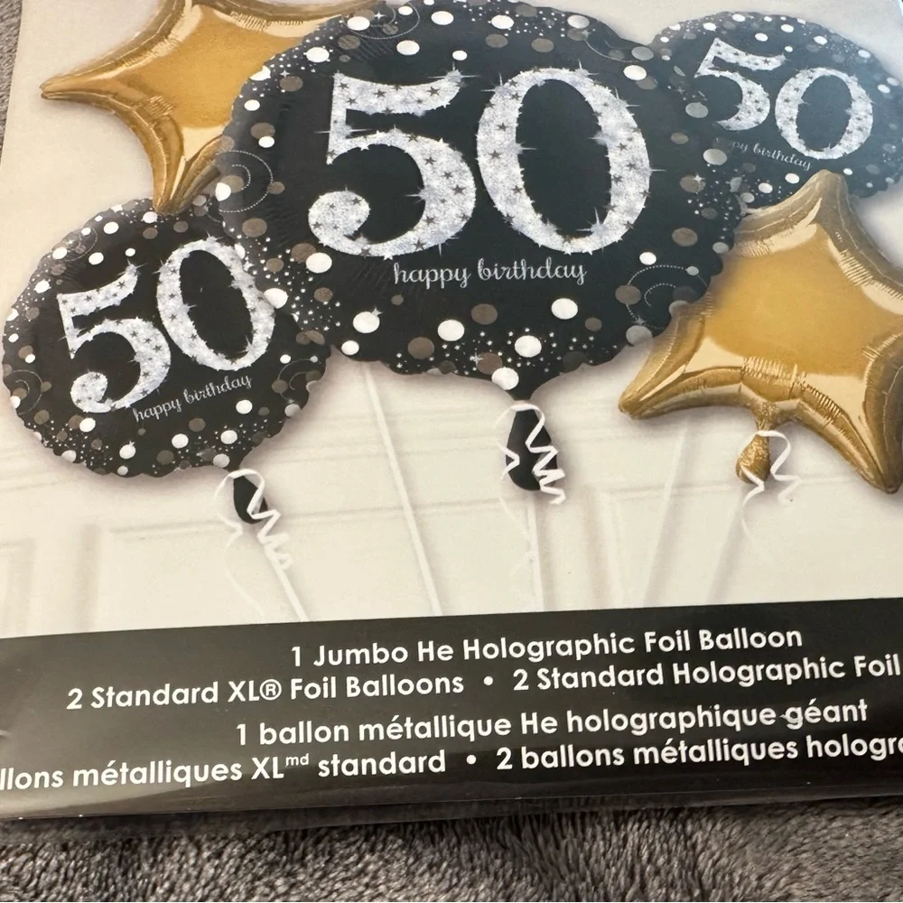 50th Birthday Decorations Balloons Party Gold Black Silver Foil Man Woman 9